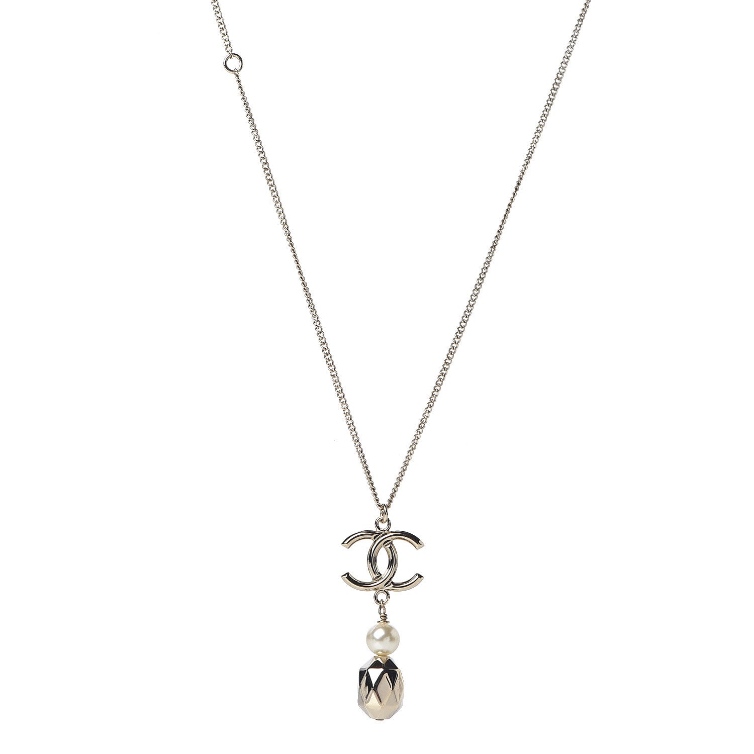 Chanel Pearl CC Drop Necklace Gold 1 of 3