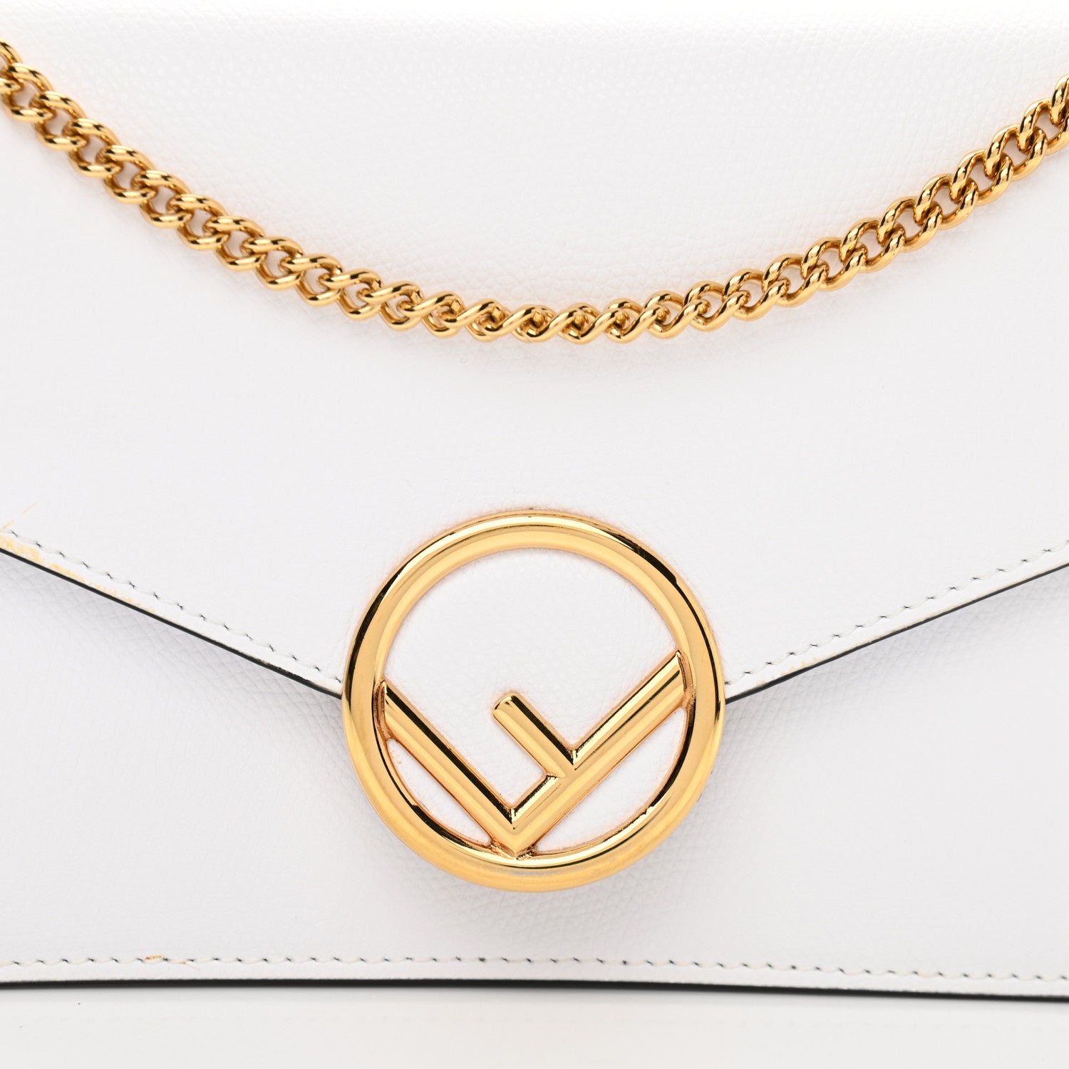Fendi Vitello Cruise F is Fendi Medium Envelope Wallet on Chain Optical White 8 of 12