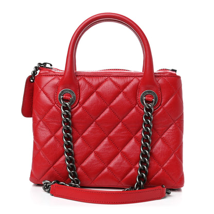 Chanel Shiny Sheepskin Quilted Small Shopping Tote Red 1 of 4