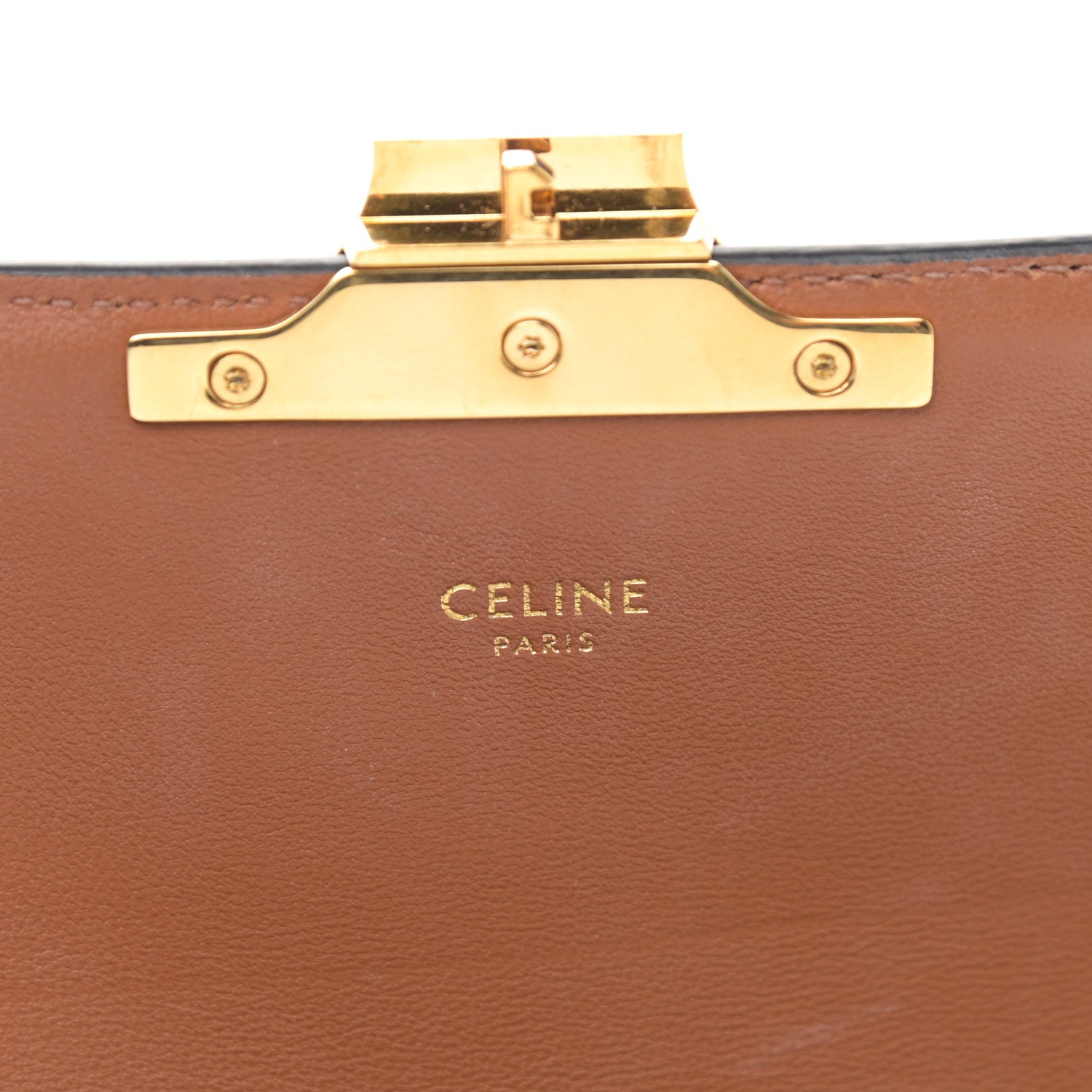 Celine Canvas Calfskin Triomphe Shoulder Bag Tan 6 of 13