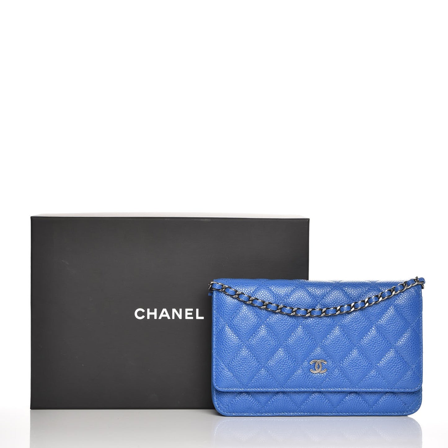 Caviar Quilted Wallet On Chain WOC Blue