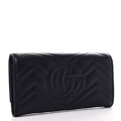 Gucci Calfskin Matelasse GG Marmont Continental Wallet Black 3 of 8