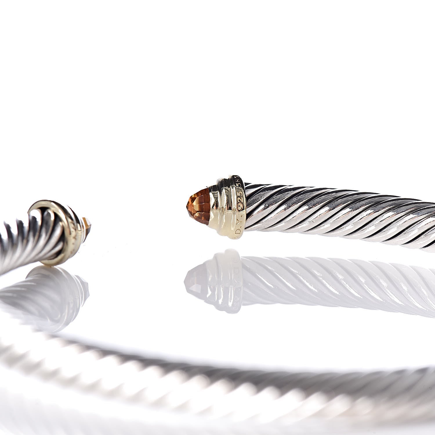 David Yurman Sterling Silver 14K Yellow Gold Citrine 5mm Cable Classics Petite Color Bracelet 5 of 5