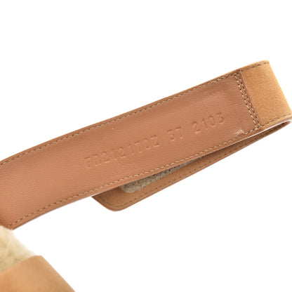 Hermes Suede Goatskin Woolskin Womens Chypre Sandals 37 Golden Beige 8 of 9