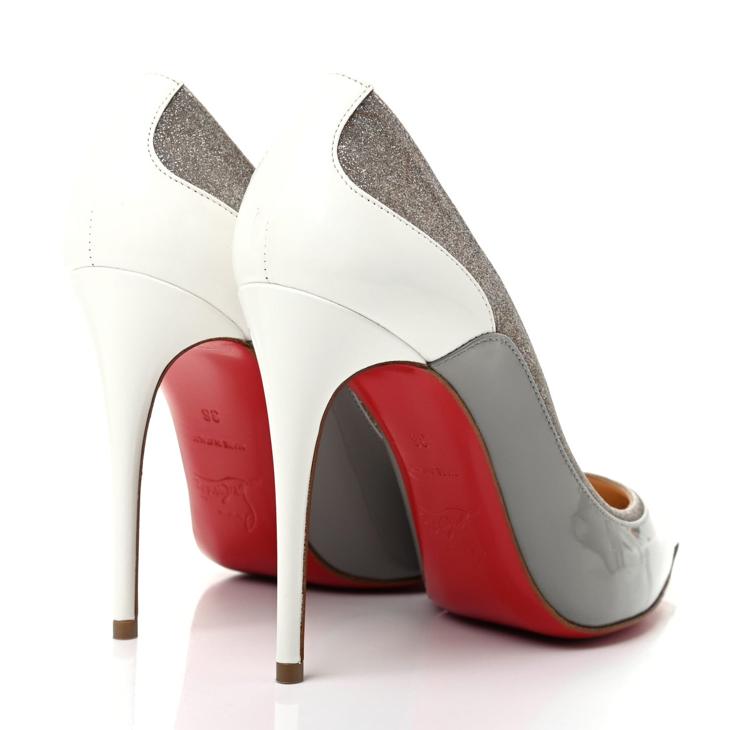 Glitter Patent Tucsick 120 Pumps 36 Gris Ivory