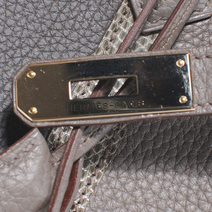 Hermes Taurillon Clemence and Lizard Club Birkin 35 Etain 6 of 11