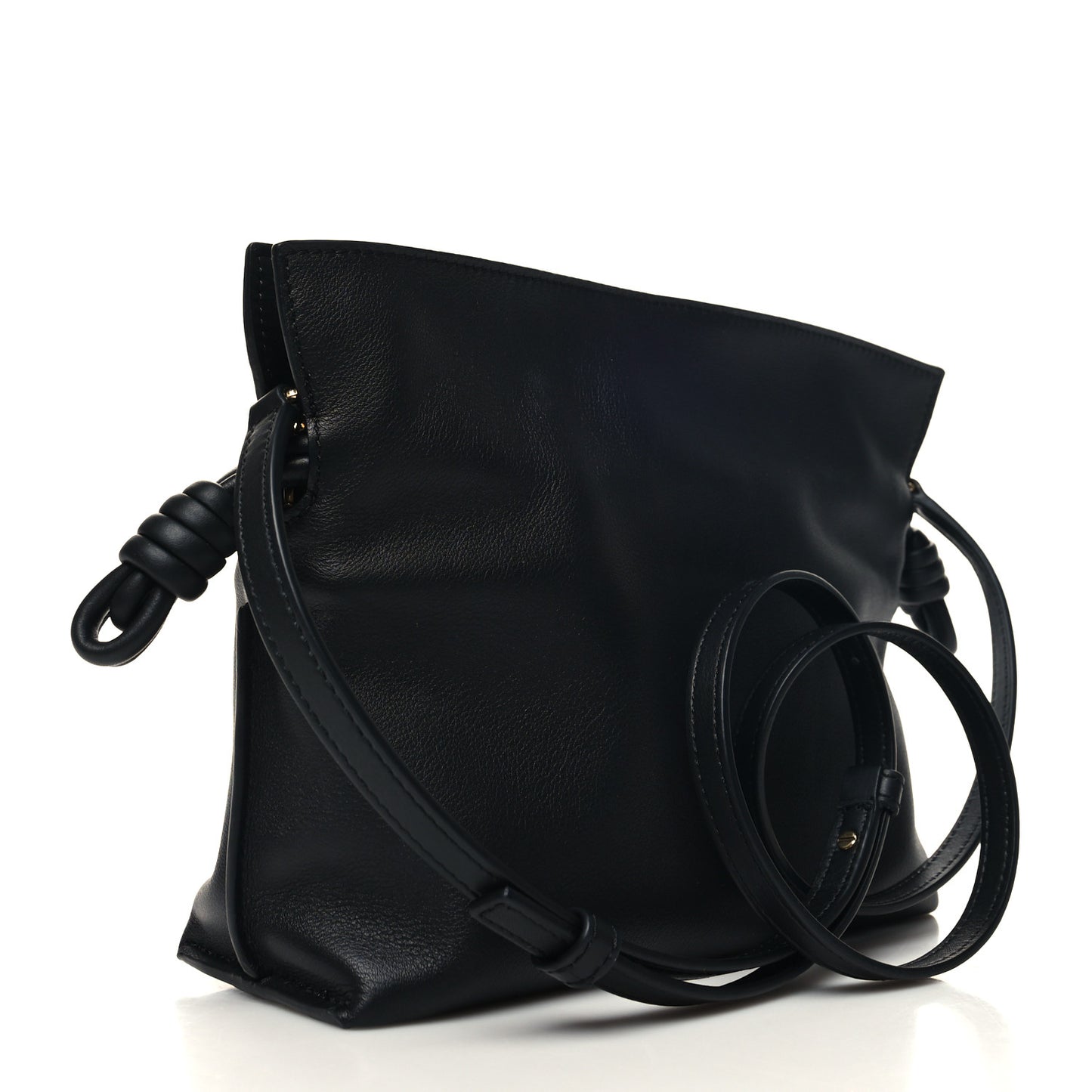 Calfskin Mini Flamenco Knot Clutch Black