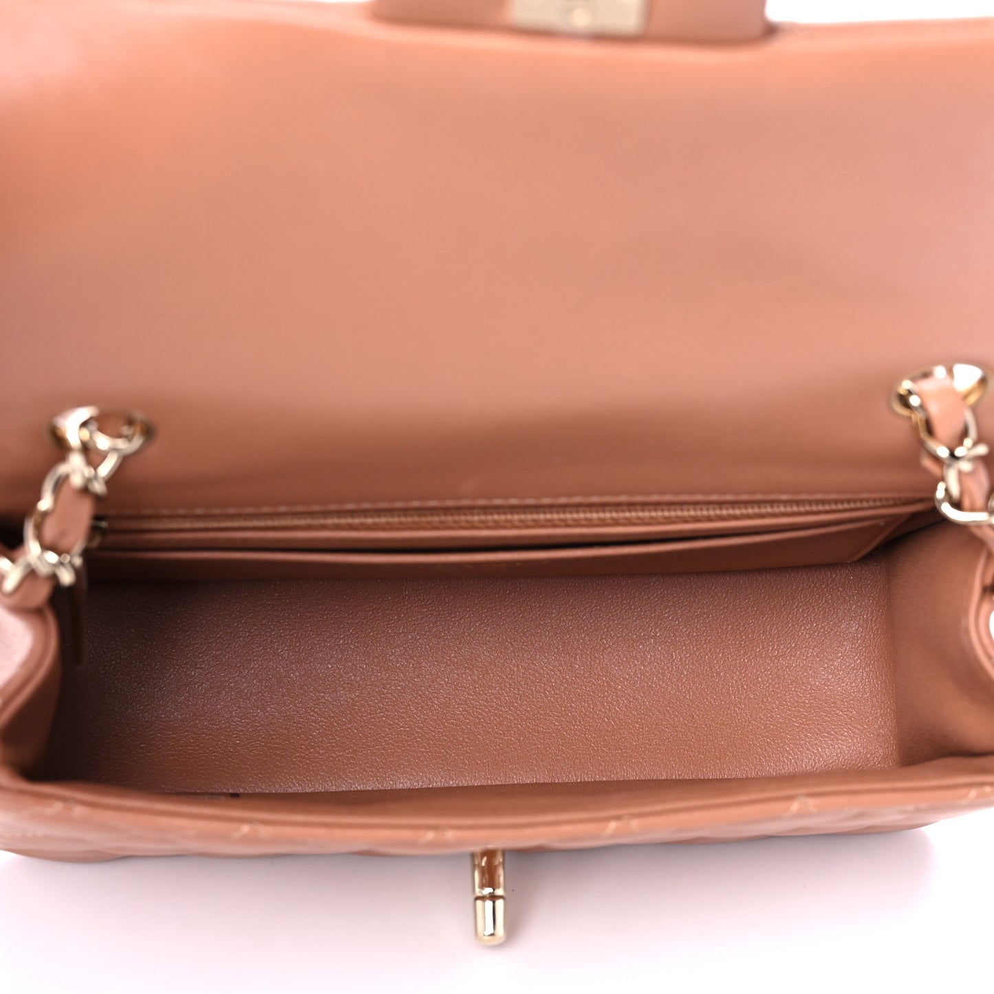 Lambskin Quilted Mini Rectangular Flap Brown