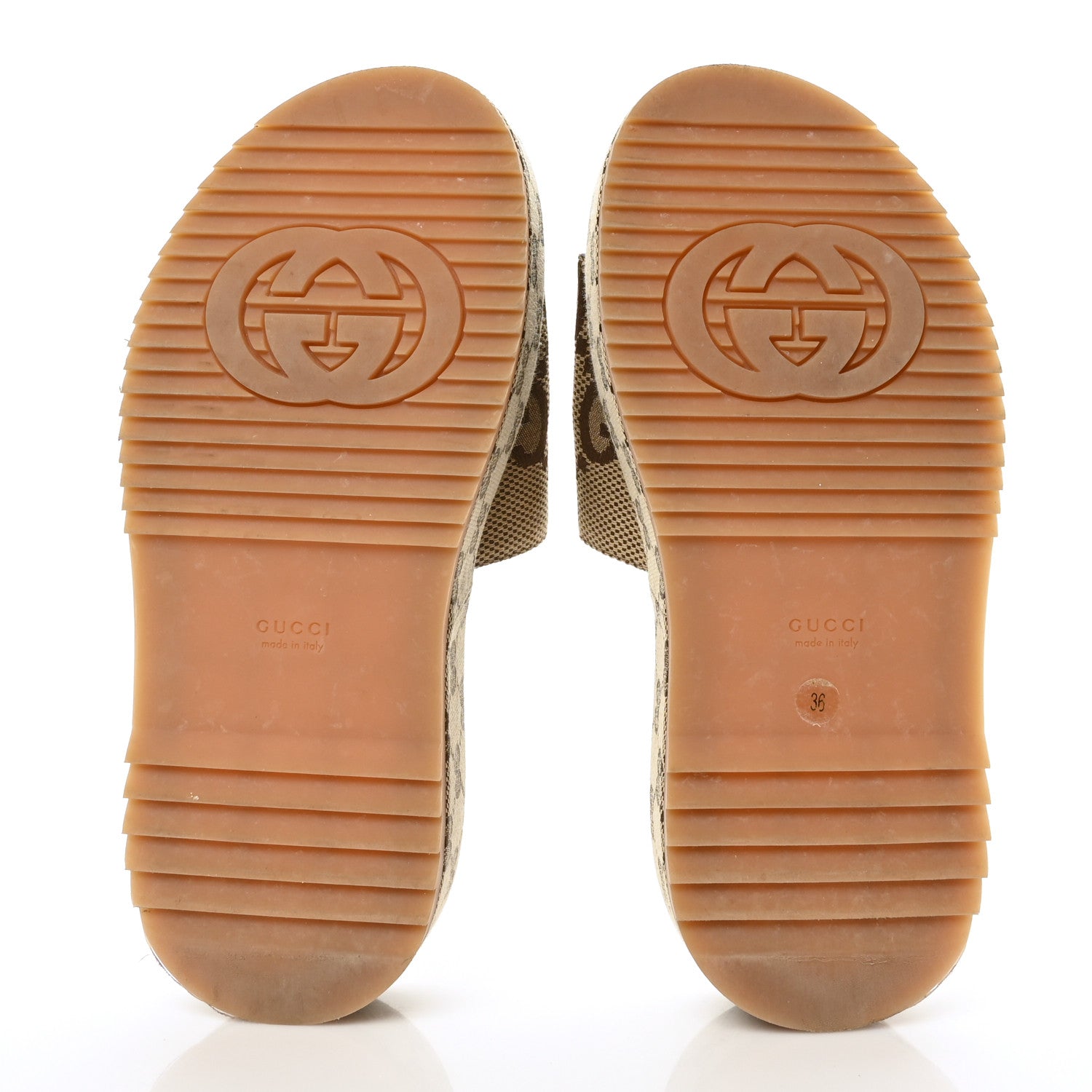 Gucci Monogram Maxi GG Angelina Platform 55mm Slide Sandals 36 Camel Ebony 5 of 9