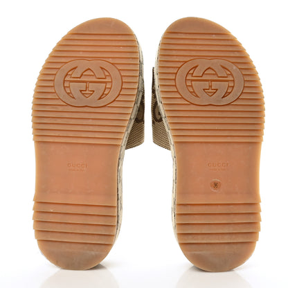 Gucci Monogram Maxi GG Angelina Platform 55mm Slide Sandals 36 Camel Ebony 5 of 9