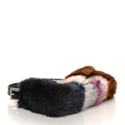 Fendi Mink Fur Striped Baguette Natural Multicolor 3 of 8