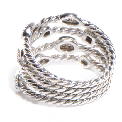 David Yurman Sterling Silver Diamond Confetti 4 Row Ring 8 5 of 6