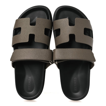 Hermes Epsom Womens Chypre Sandals 38 Etoupe 2 of 11