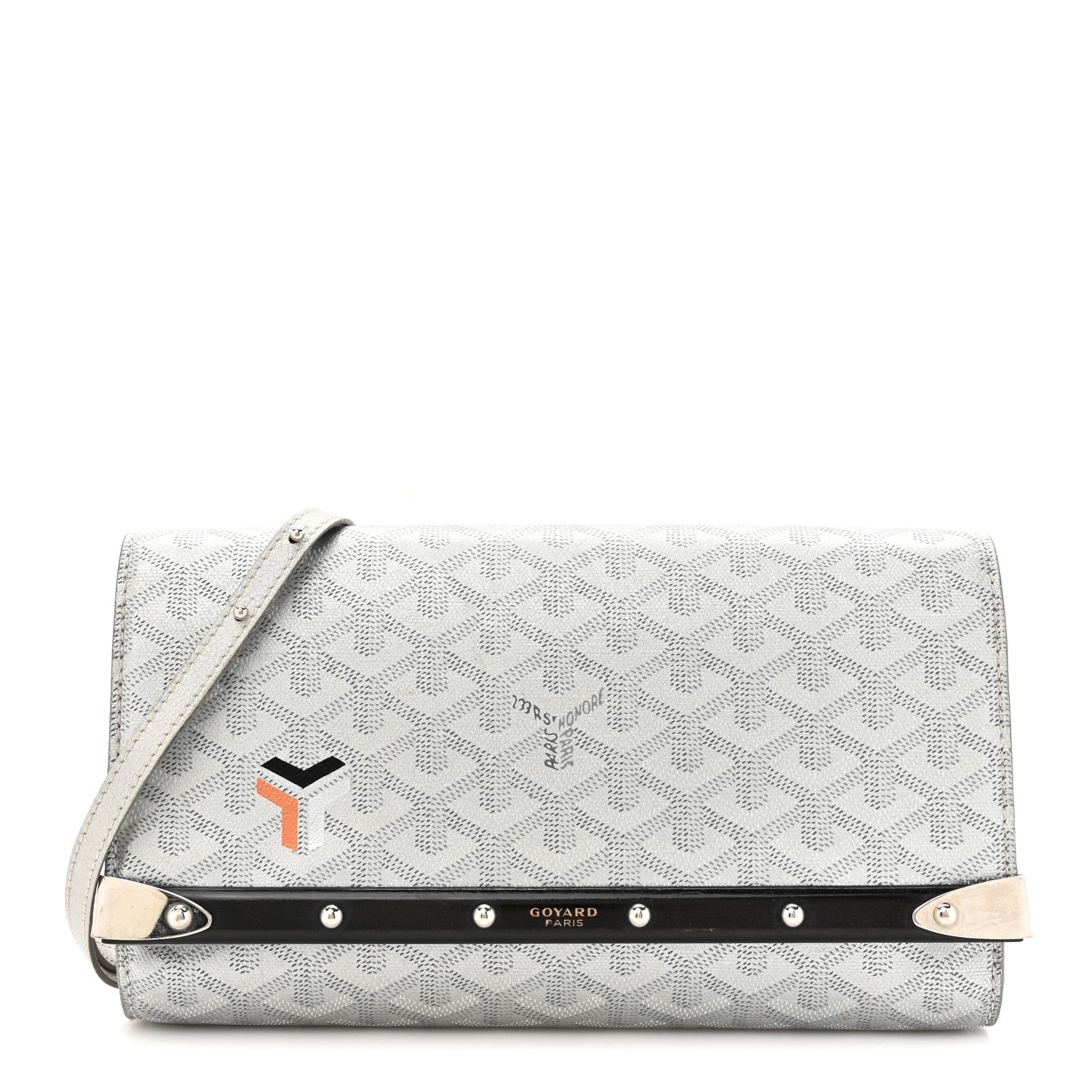 Goyard Goyardine Monte Carlo Bois Clutch With Strap Silver 1 of 17