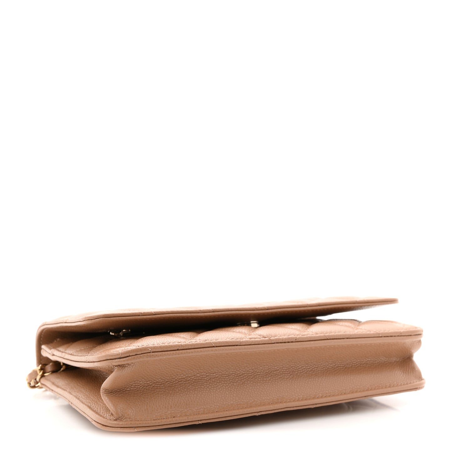 Caviar Quilted Wallet on Chain WOC Dark Beige