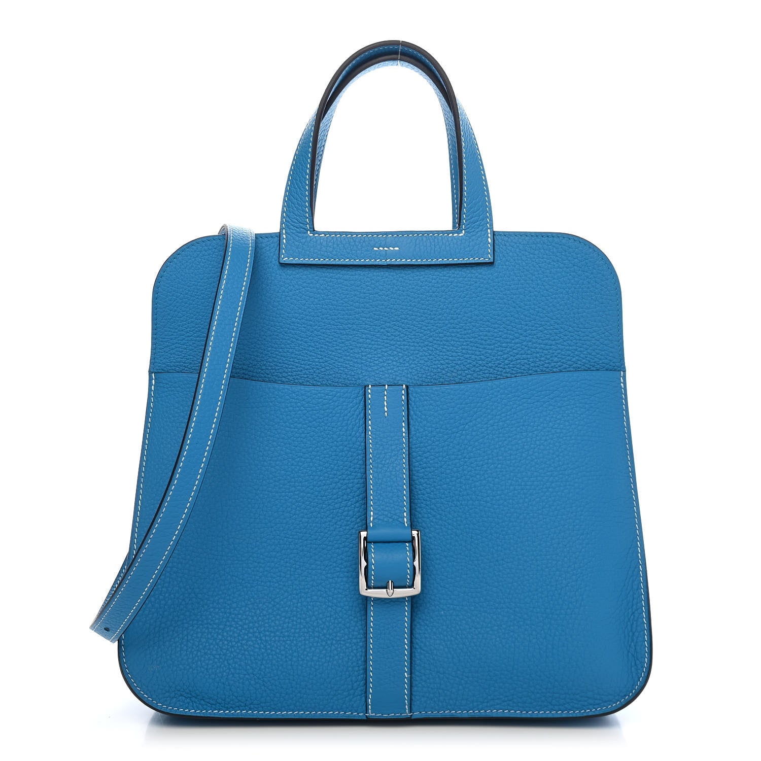 Hermes Taurillon Clemence Halzan 31 GM Bleu Frida 2 of 8