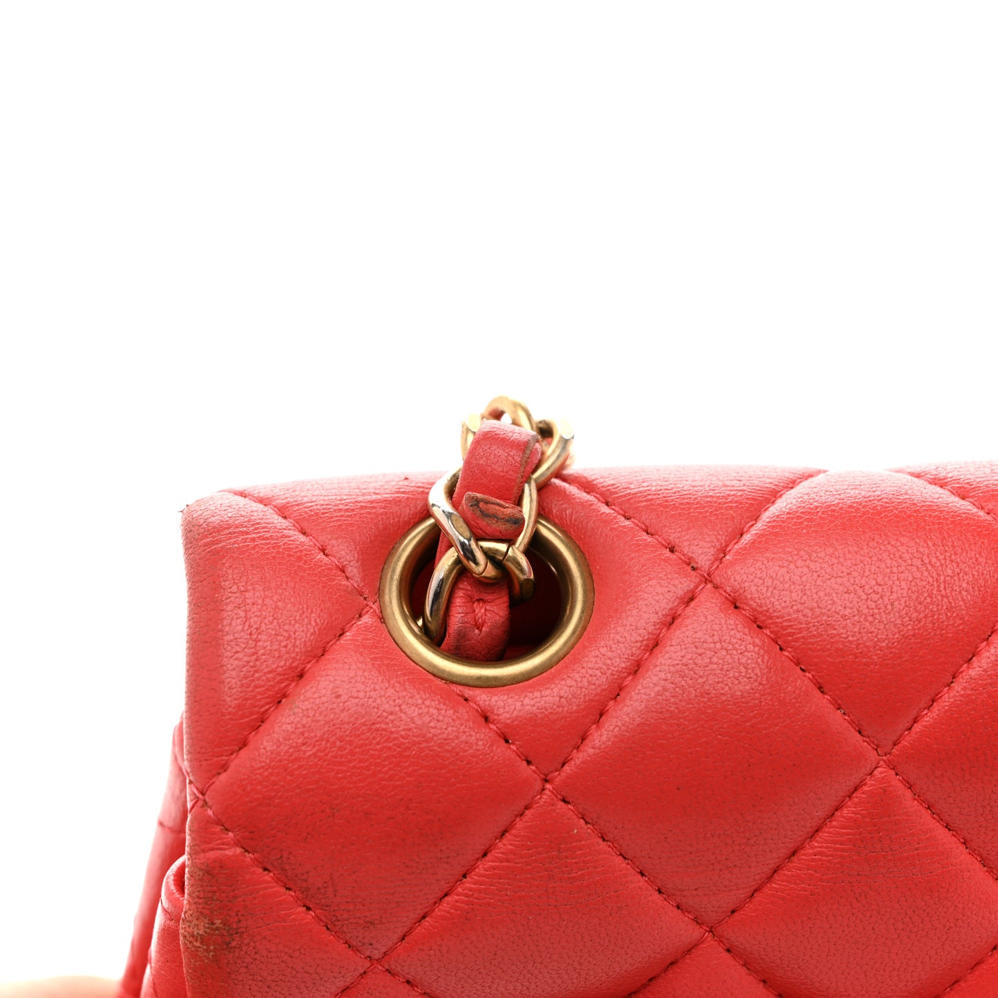 Lambskin Quilted Mini Rectangular Flap Coral
