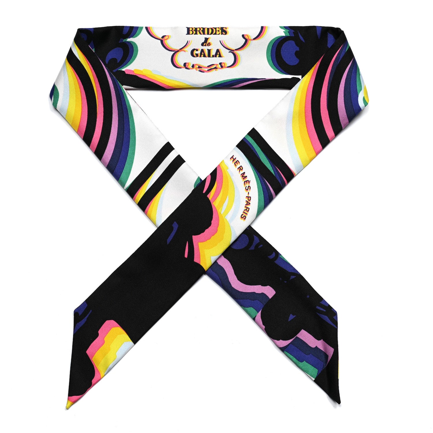 Hermes Silk Brides De Gala Shadow Twilly Black Jaune Multicolor 1 of 3