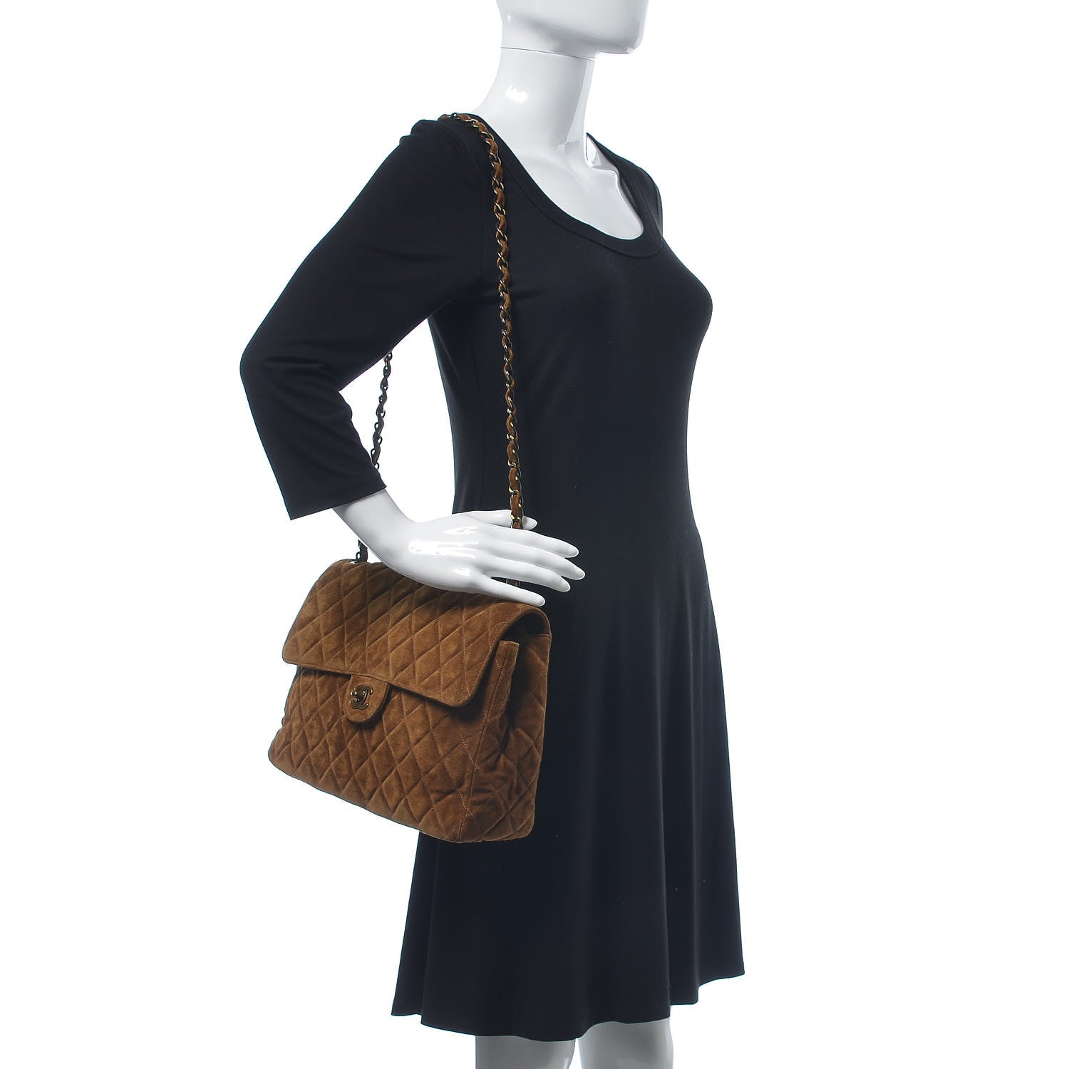 Chanel Suede Quilted Jumbo Single Flap Brown 2 of 18
