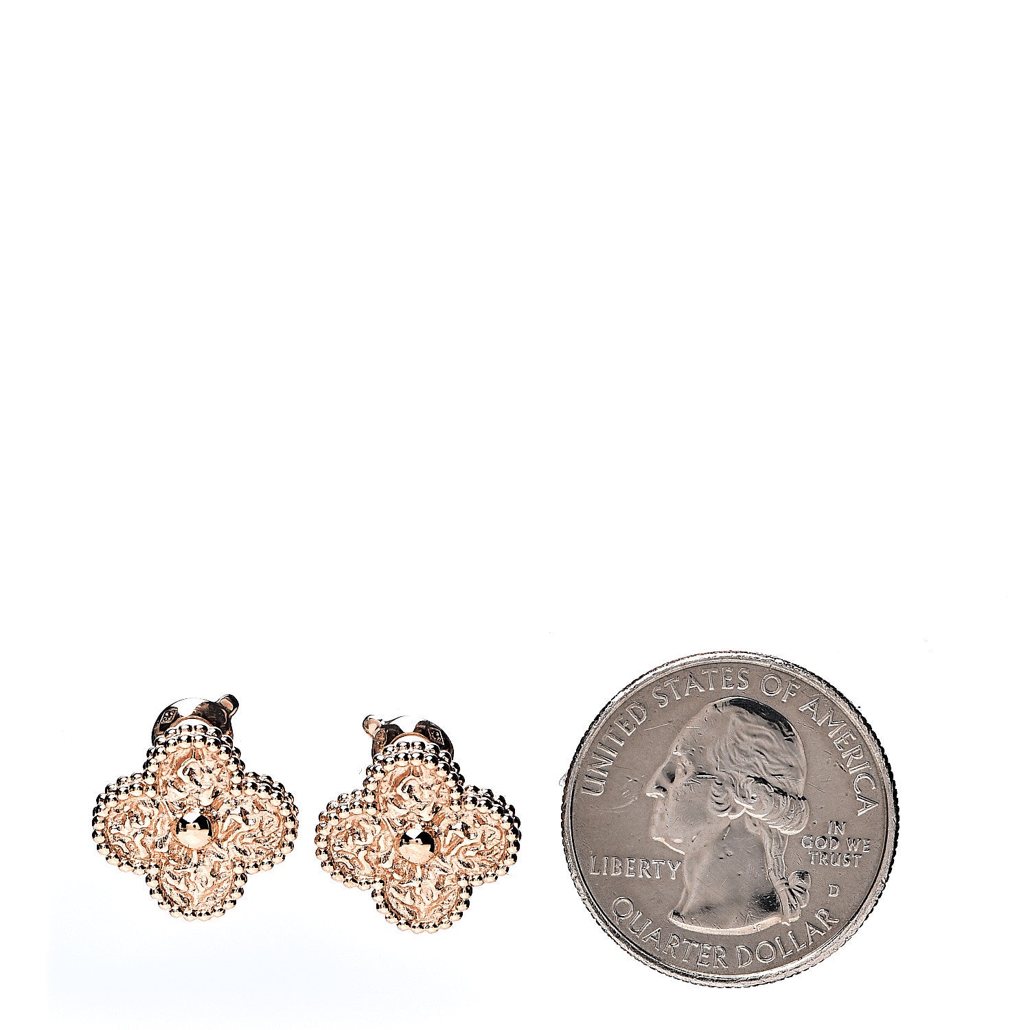 Van Cleef & Arpels 18K Rose Gold Vintage Alhambra Earrings 2 of 5