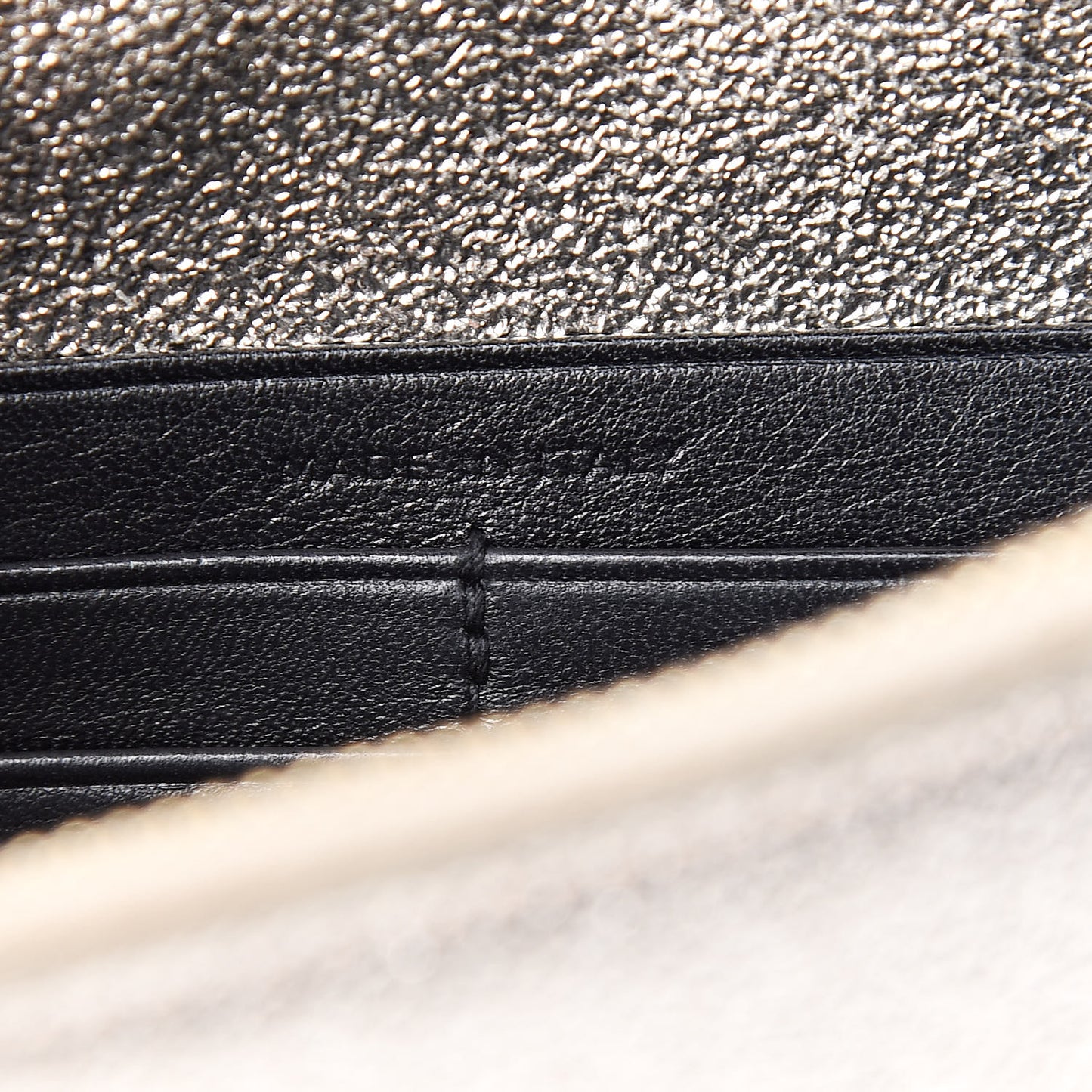 Metallic Calfskin Classic Monogram Kate Tassel Chain Wallet Platine