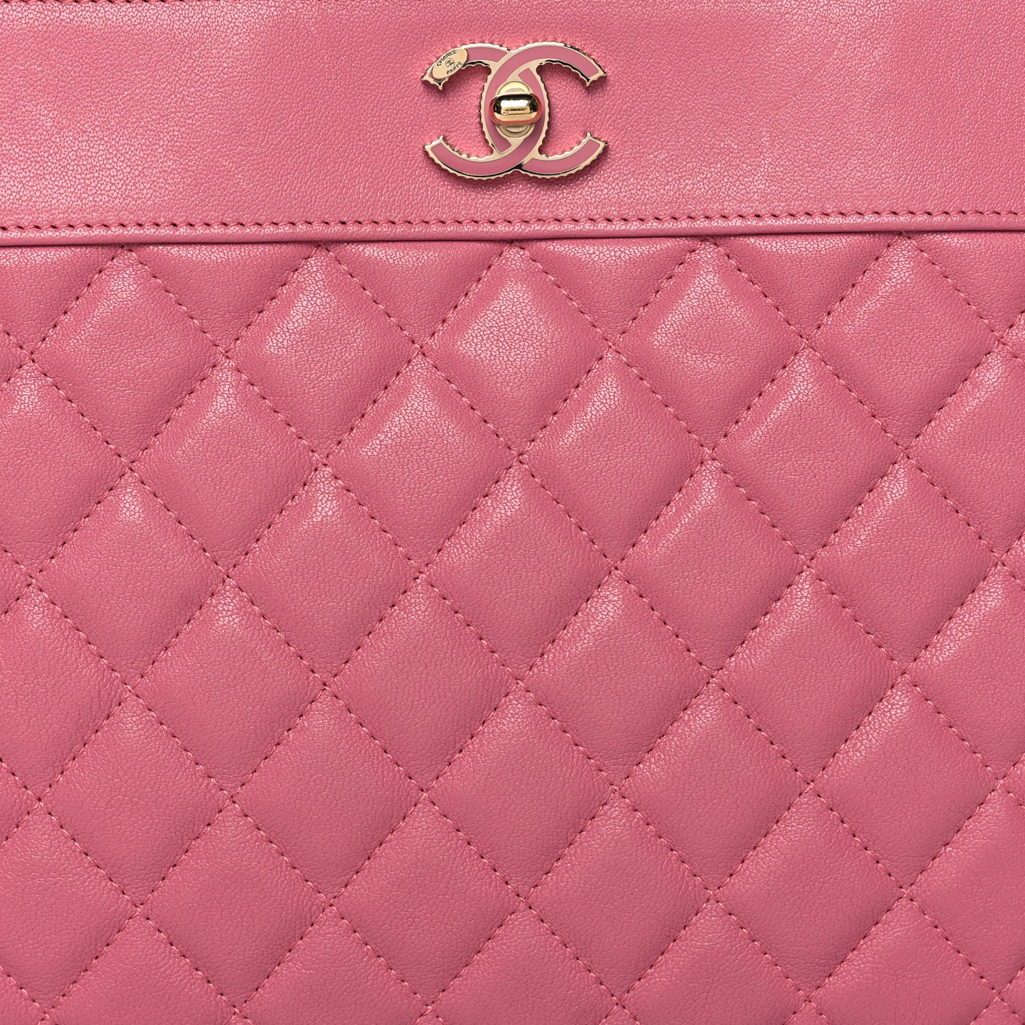 Sheepskin Quilted Large Vintage Mademoiselle Cosmetic Case Dark Pink