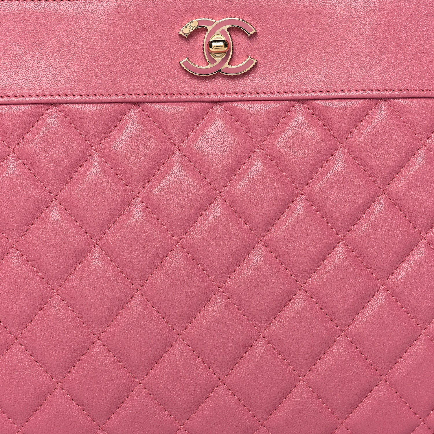 Chanel Sheepskin Quilted Large Vintage Mademoiselle Cosmetic Case Dark Pink 8 of 11