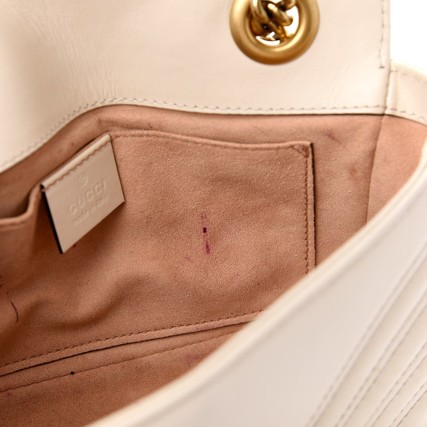 Calfskin Matelasse Mini GG Marmont Shoulder Bag White