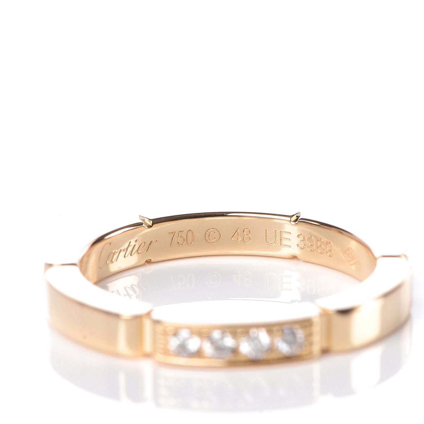 18K Yellow Gold Diamond Maillon Panthere Wedding Band Ring 48 4.5