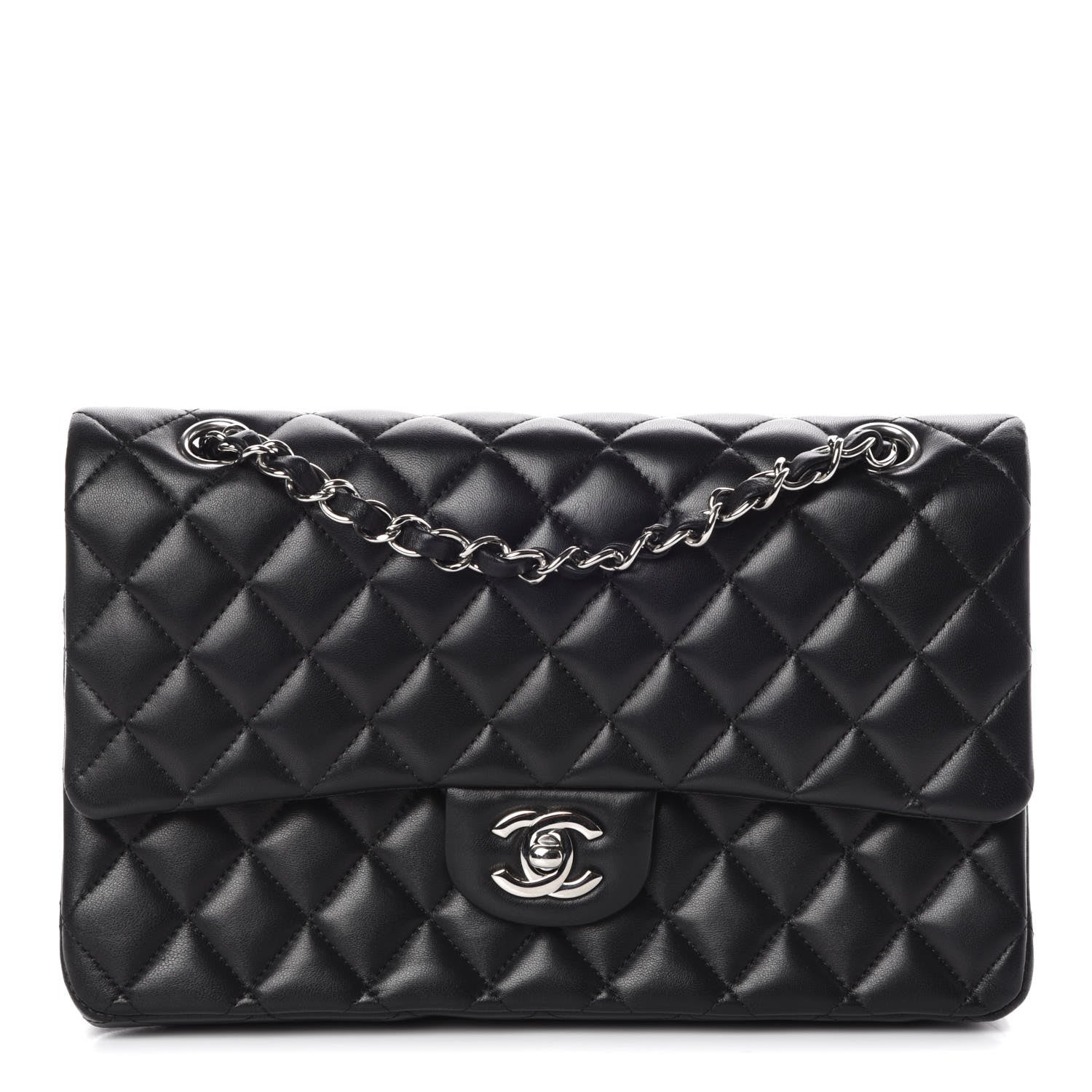 Chanel Lambskin Quilted Medium Double Flap Black 1 of 9
