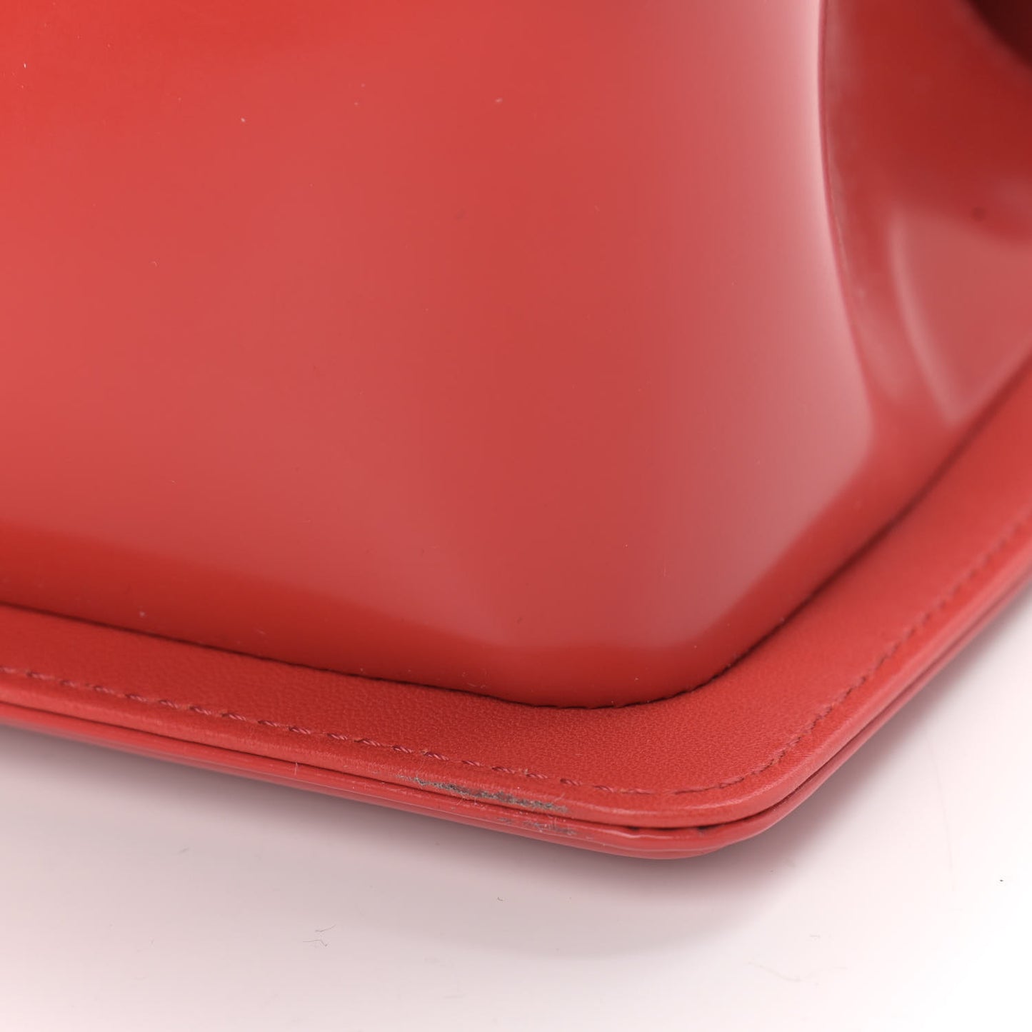 Glazed Calfskin Medium Boy Flap Red