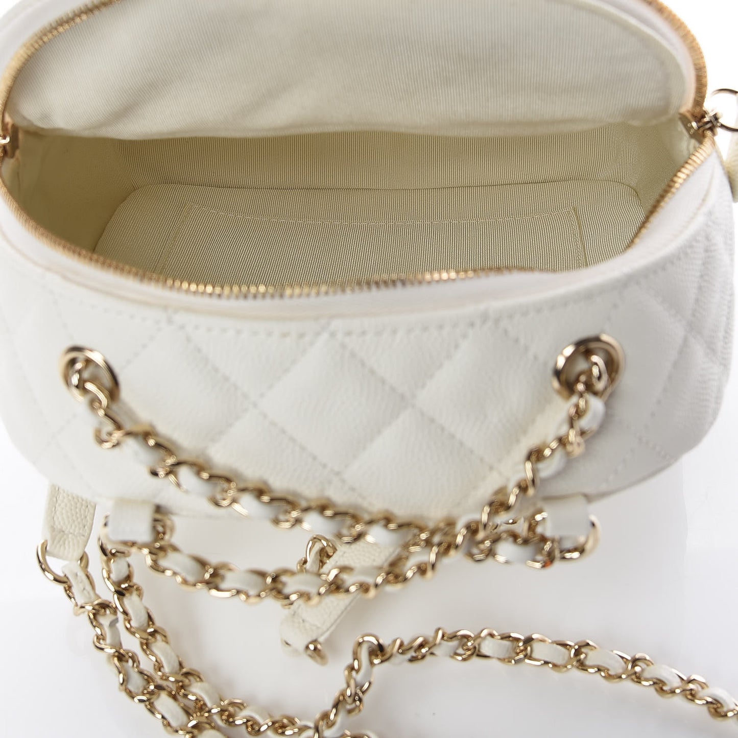 Caviar Quilted Small CC Day Backpack White