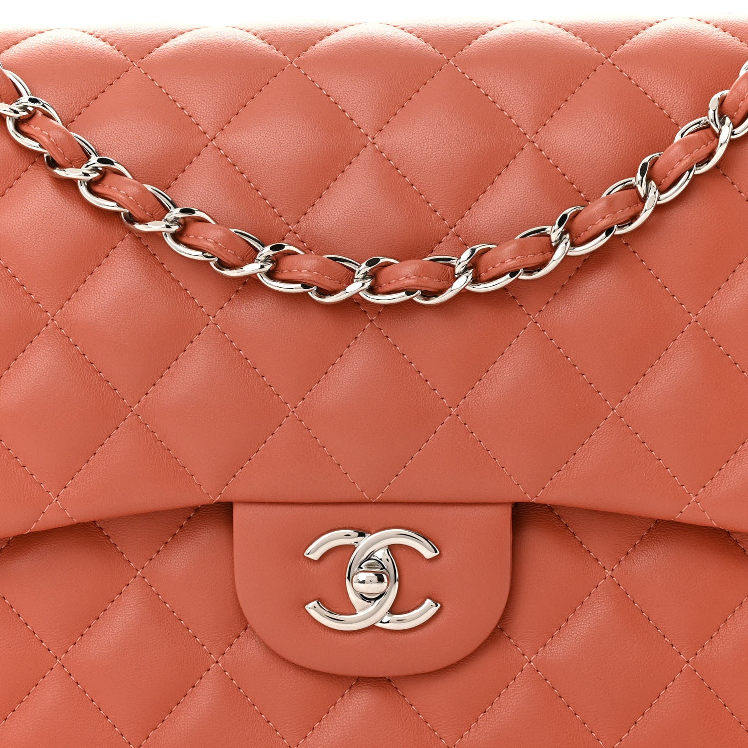 Chanel Lambskin Quilted Jumbo Double Flap Orange 8 of 11