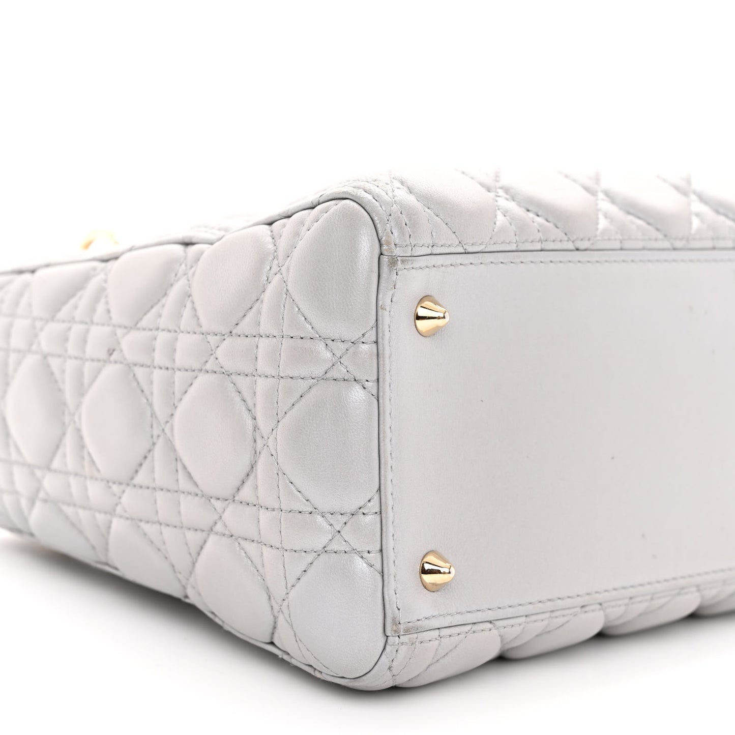 Pearly Lambskin Cannage Medium Lady Dior Grey