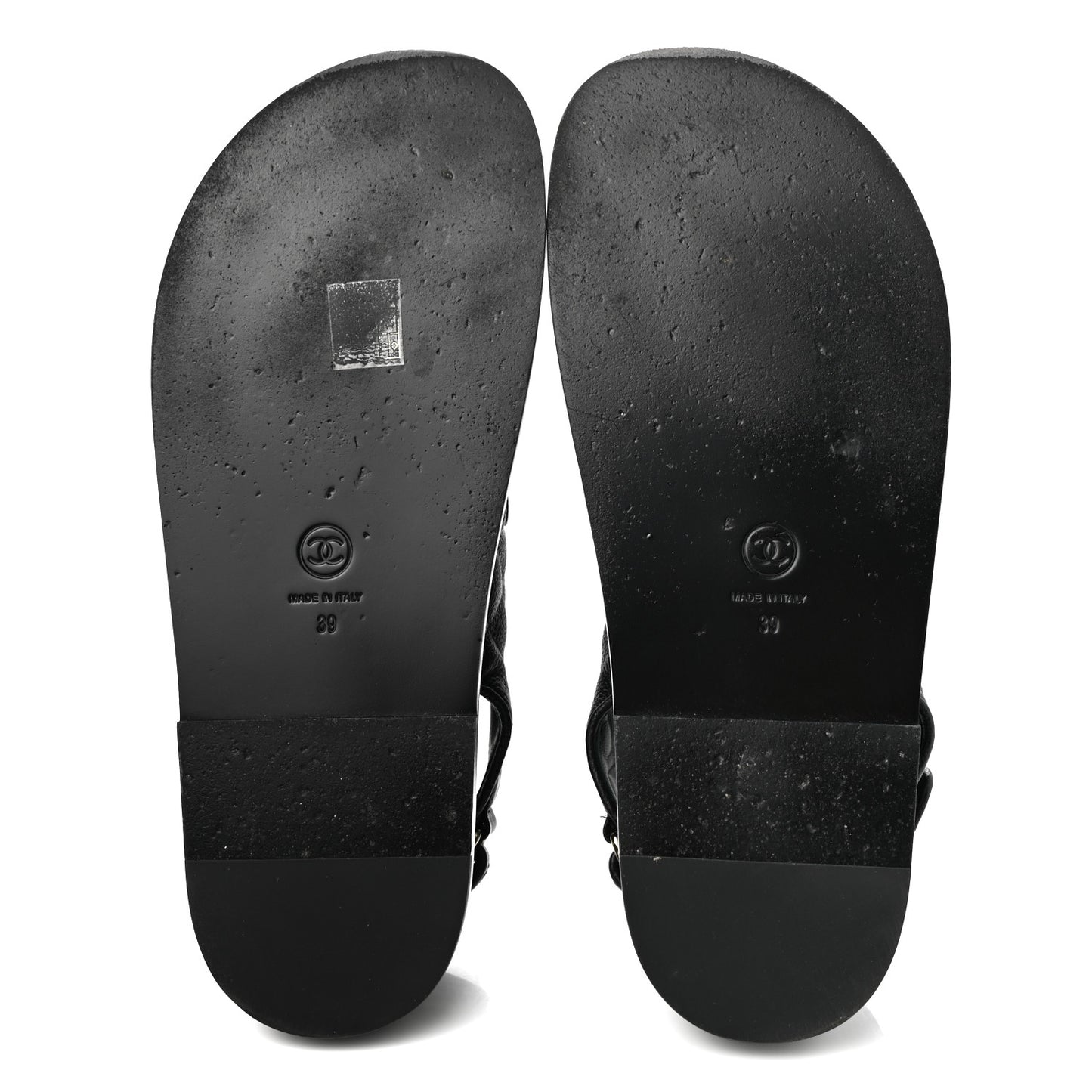 Grained Calfskin Velcro Dad Sandals 39 Black
