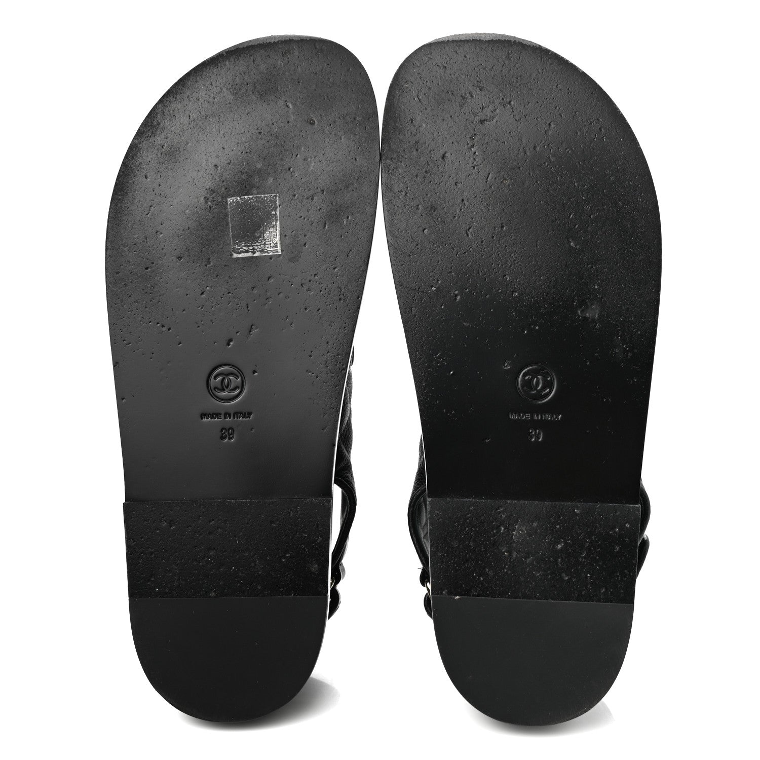 Chanel Grained Calfskin Velcro Dad Sandals 39 Black 5 of 8