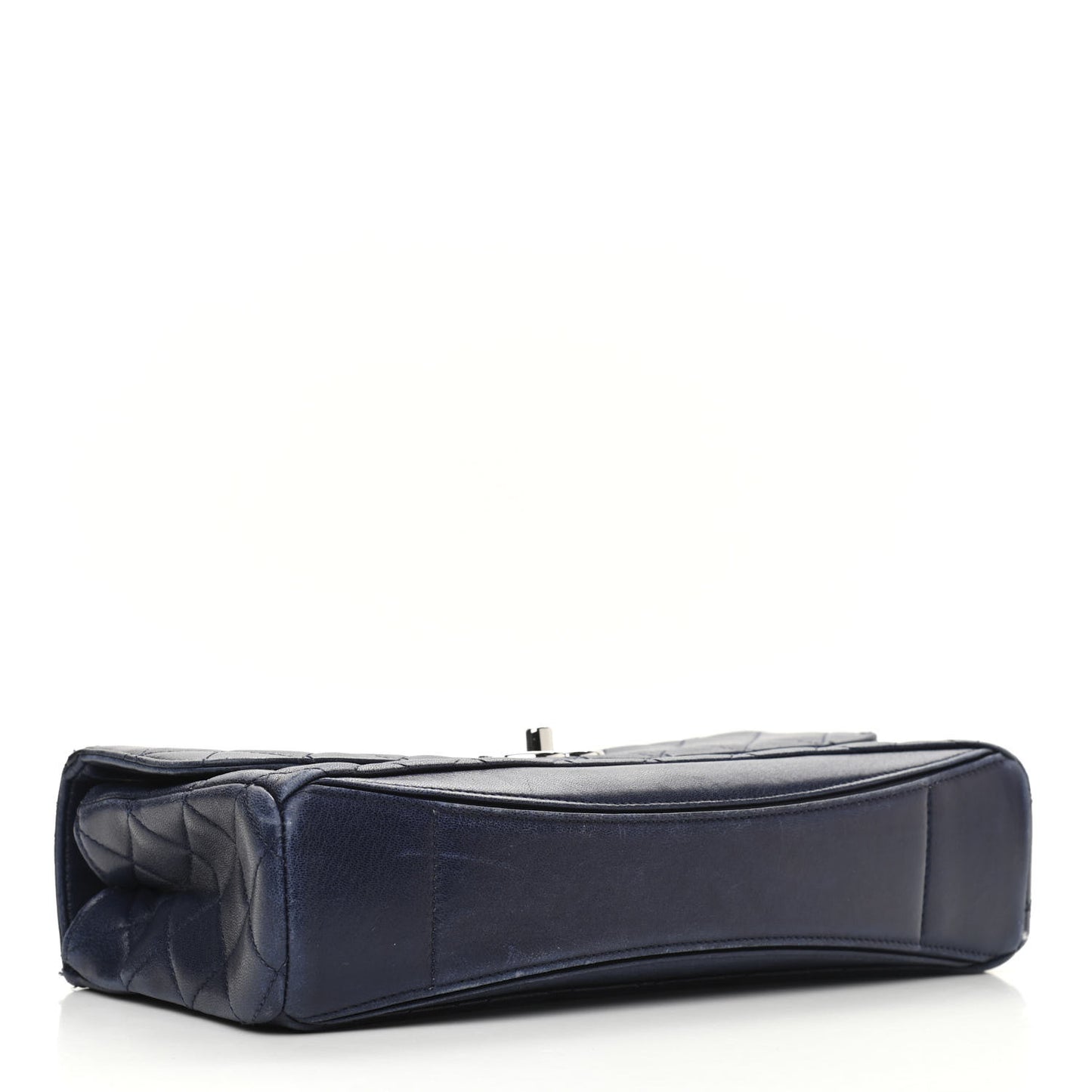 Lambskin Quilted Flap Shoulder Bag Navy Blue