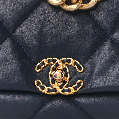 Chanel Lambskin Quilted Maxi Chanel 19 Flap Navy 8 of 11