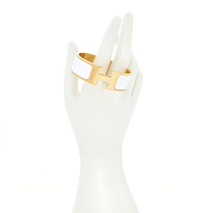 Hermes Enamel Wide Clic Clac H Bracelet PM White 2 of 5