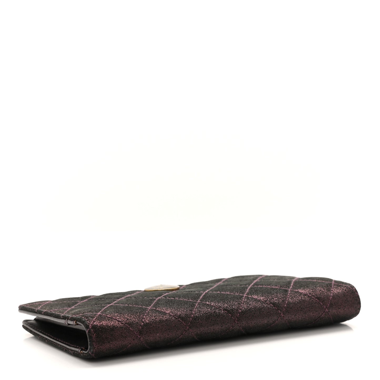 Iridescent Calfskin Quilted Tartan Button Yen Wallet Burgundy
