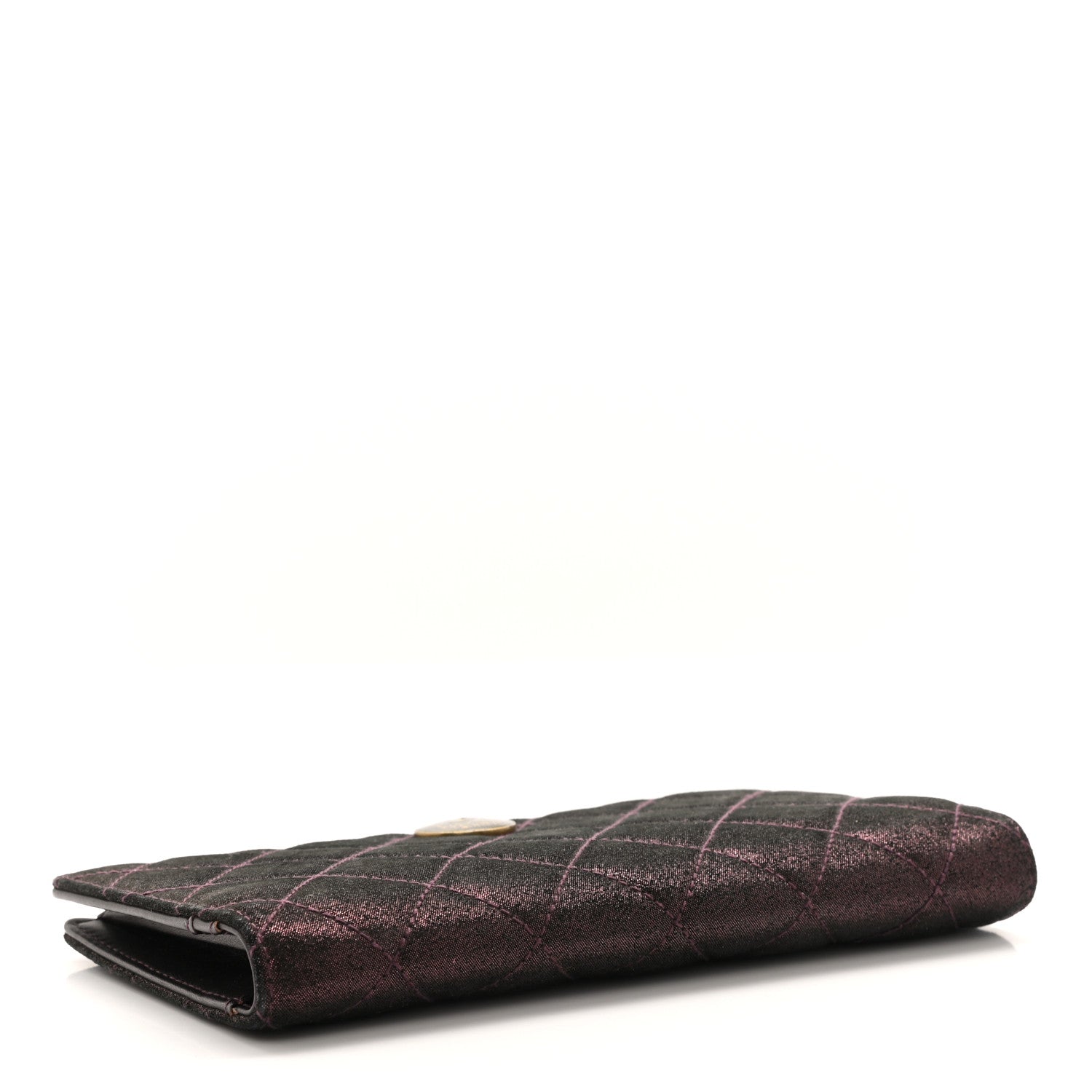 Chanel Iridescent Calfskin Quilted Tartan Button Yen Wallet Burgundy 4 of 7