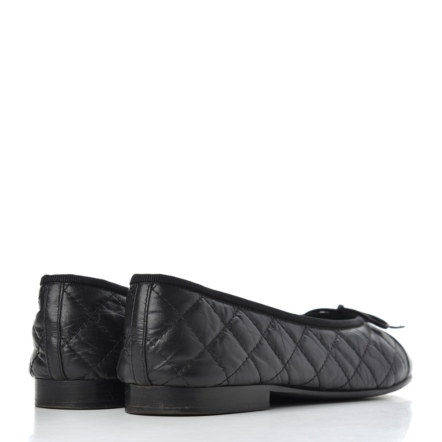 Chanel Aged Calfskin Quilted CC Cap Toe Ballerina Flats 38 Black 4 of 25