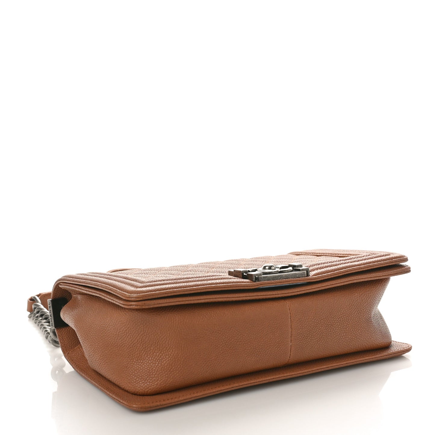 Caviar Quilted Medium Boy Flap Light Brown
