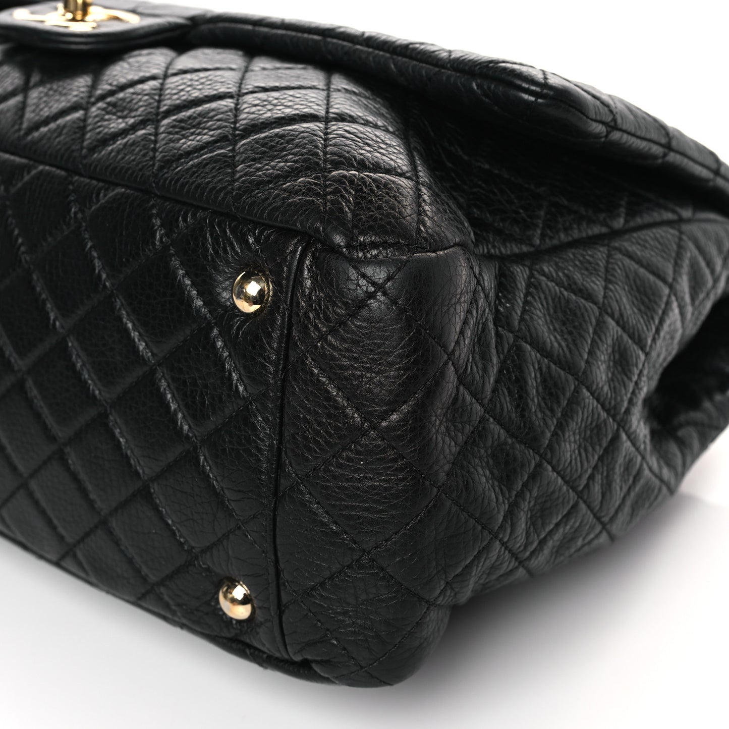 Calfskin Quilted XXL Travel Flap Bag Black
