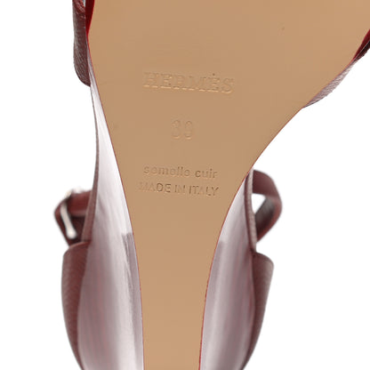 Hermes Epsom Legend Wedge Sandals 39 Rouge H 6 of 8
