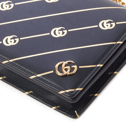 Gucci Calfskin Diagonal GG Mini Chain Wallet Black Gold 4 of 9