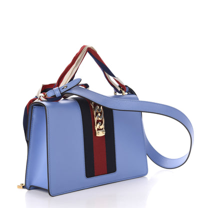 Gucci Calfskin Small Sylvie Shoulder Bag Clear Sky Blue 3 of 11