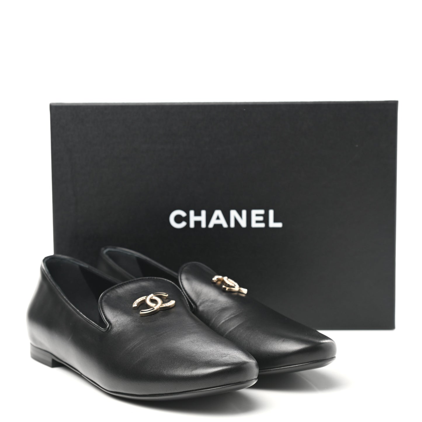 Lambskin CC Mocassin Loafers 41 Black