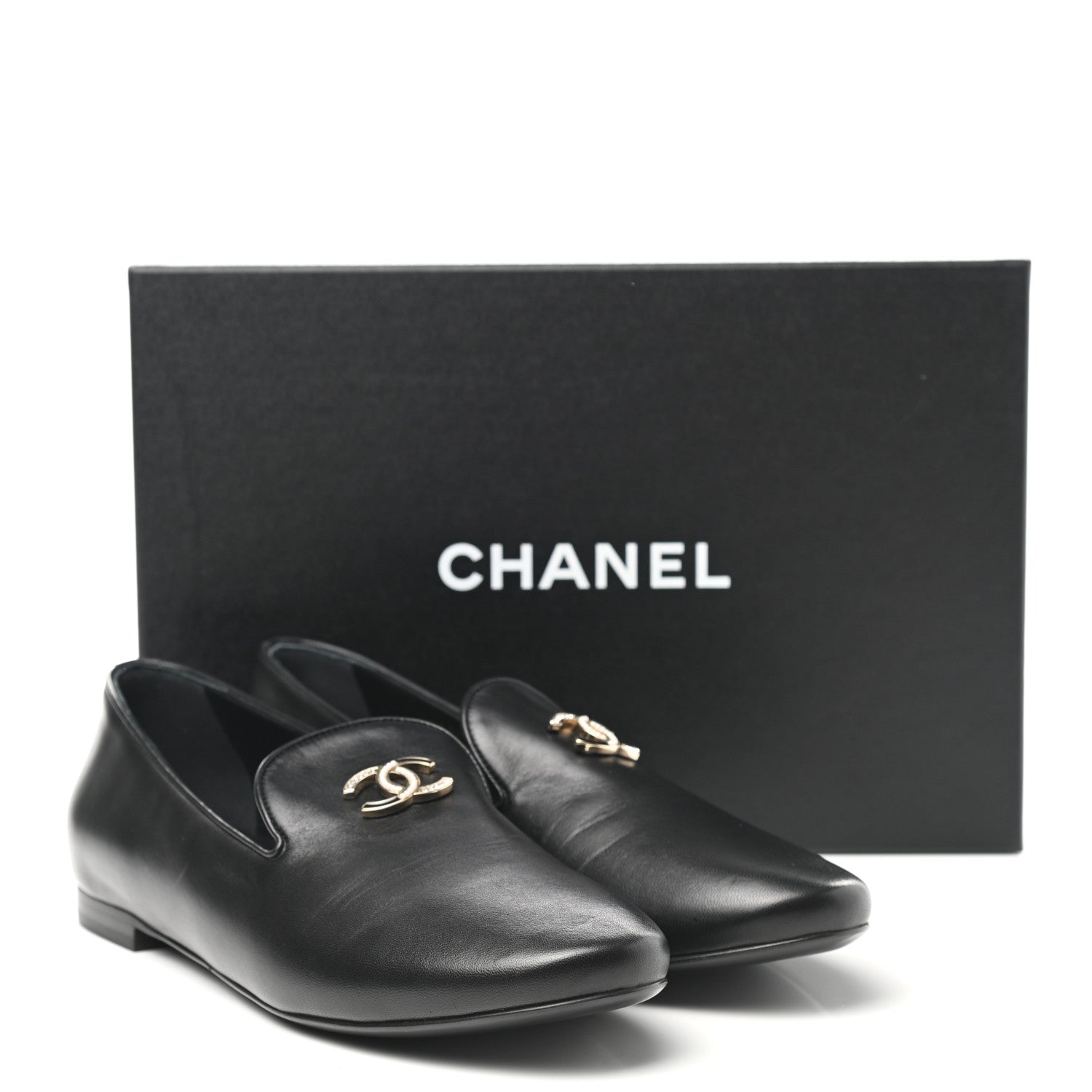 Chanel Lambskin CC Mocassin Loafers 41 Black 9 of 9