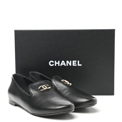 Chanel Lambskin CC Mocassin Loafers 41 Black 9 of 9
